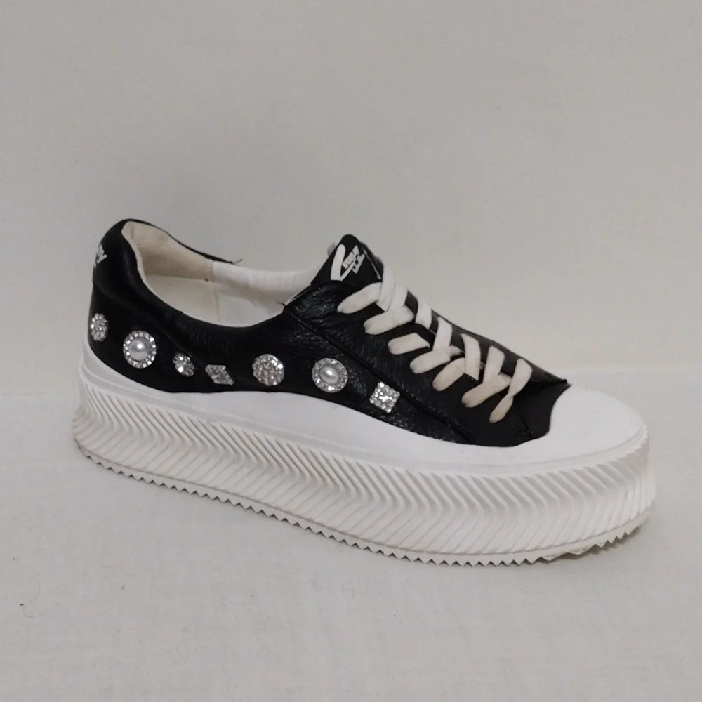 NEW Circus NY Sam Edelman Taelyn Rhinestone Platform Sneakers 9 Glam Streetwear